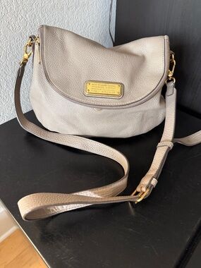 Marc by Marc Jacobs Pebbled Leather Crossbody in Taupe Gray with Gold Hardware